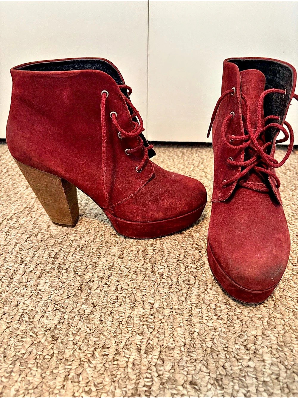 Steve Madden Women's Burgundy Lace-Up Heels - Size 9